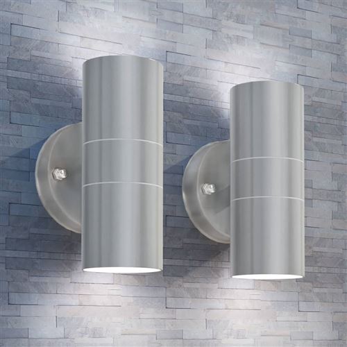 VIDAXL Applique murale LED d'ext&eacute;rieur 2 pcs Acier inoxydable haut bas