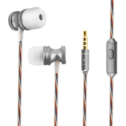 Écouteurs Filaires Intra-auriculaires Bouton multifonctions Micro intégré Argent