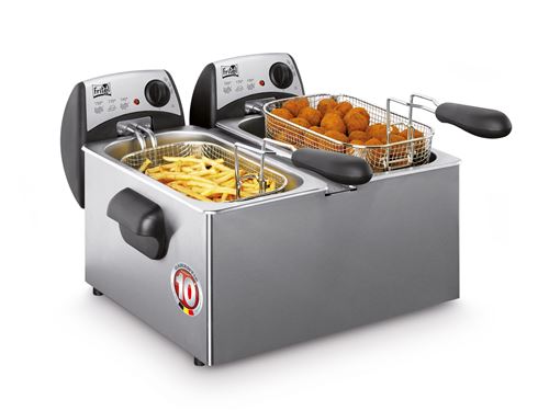 FRITEL International FR 1355 DUO - Friteuse - 6 litres - 4000 Watt - acier inoxydable