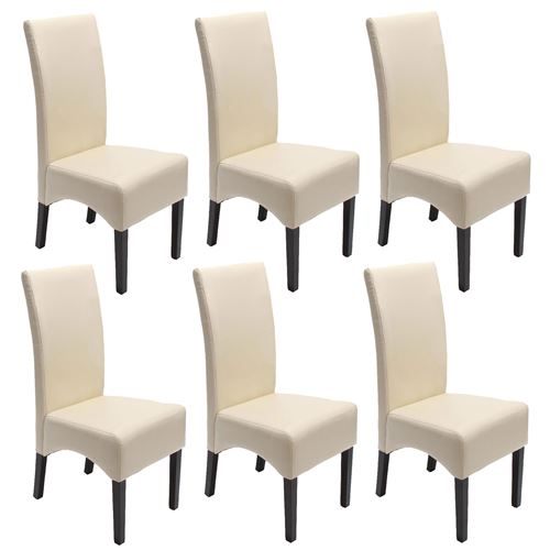 Lot de 6 chaises Latina couleur crème, pieds foncés