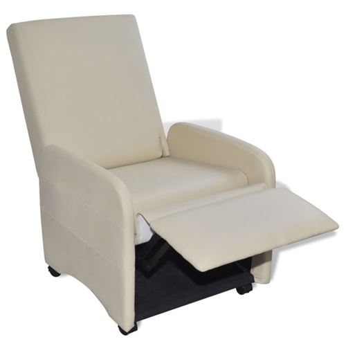 vidaXL Fauteuil pliable Cuir synthétique Crème vidaXL Fauteuil pliable Cuir synthétique Crème