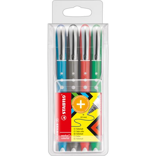 STABILO Stylo roller worker colorful, étui de 4