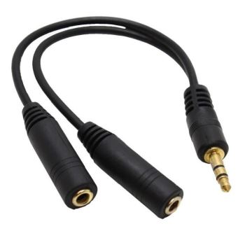 2 paires Ecouteurs stéréo - jack 3.5 + splitter jack audio Noir (permet de  brancher deux 2 écouteurs sur le même appareil) - Accessoire Audio - Achat  & prix