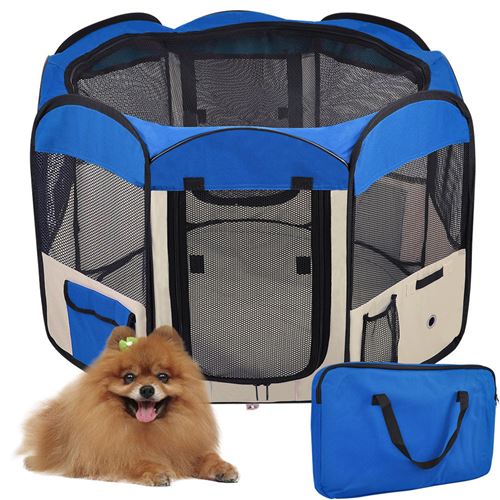 Meilleurs prix pour Clôture détachable amovible pour animaux de compagnie, ronde à huit côtés (bleu) HOMBUY