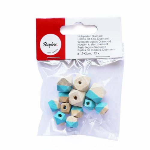 Perles en bois diamant - turquoise