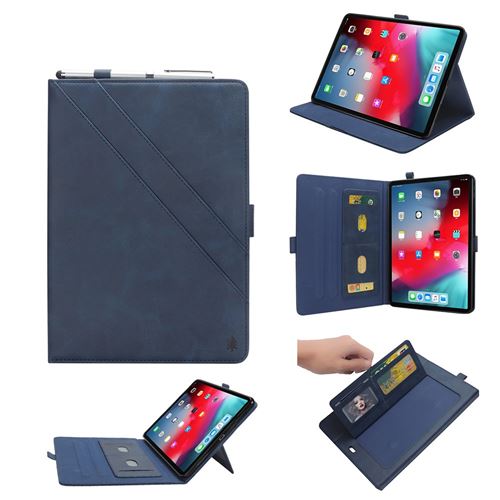 Etui en PU fentes de carte flip bleu pour votre Apple iPad Pro 12.9-inch (2018)