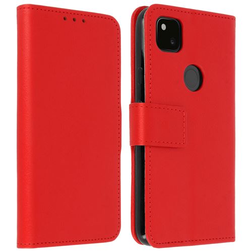 Avizar Housse pour Google Pixel 4A Porte-carte Fonction Support Vidéo Dragonne Rouge