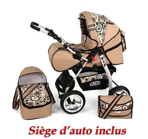 Poussette / Landau combiné 3en1 multifonctions avec équipement bébé enfant 0-36m Roues en caoutchouc Volver