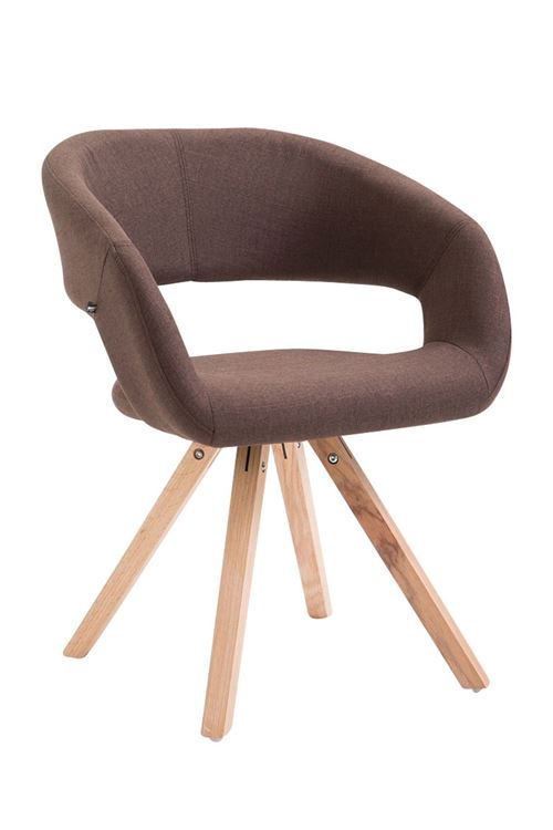 Chaise de salle à manger Suez tissu - Style scandinave - Piètement Nature - Couleur Marron