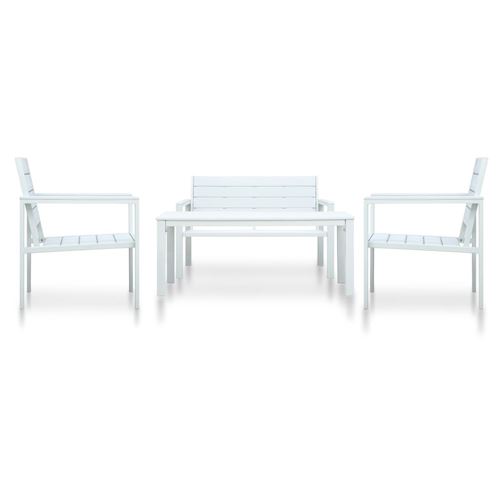 vidaXL Salon de jardin 4 pcs PEHD Blanc Aspect de bois