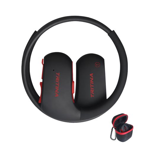 Tritina Ecouteurs intra-auriculaire Bluetooth w/ pour Excellente Tenue pendant les Activités Sportives - Résistants à la Transpiration,Ecouteurs Etanches IPX7 – Stéréo HD avec Micro - Noir rouge