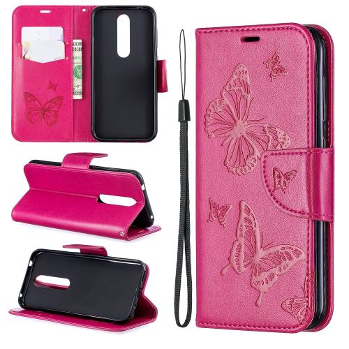 Etui en PU papillon rose pour votre Nokia 4.2