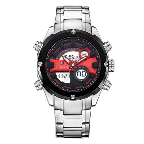 Quartz Sport Numérique Blanc+Rouge Montre Homme