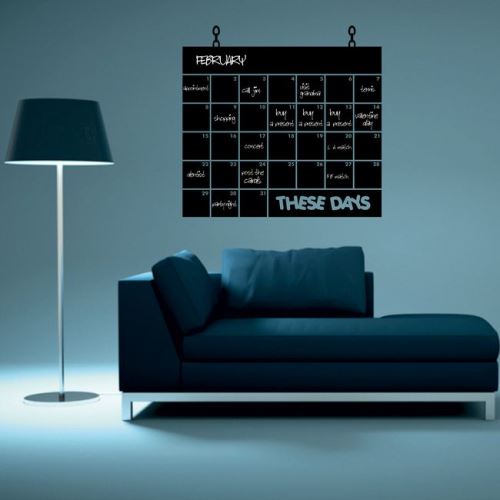 HOMEMANIA Tableau Noir Sticker - Murale - Calendrier - pour Séjour, Cuisine - Noir en Vinyle, 90 x 0,1 x 86 cm