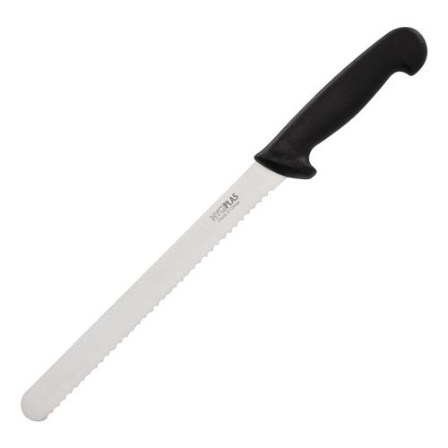 Couteau à trancher denté noir 25,5cm hygiplas