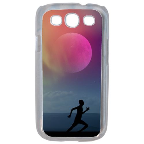 Coque Silhouette Joggeur Fitness Lune Compatible Samsung S3 Transparent