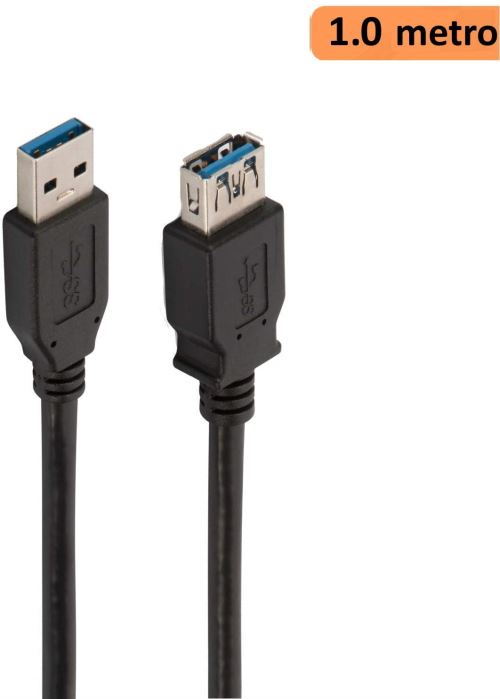 Ewent EW-100203-010-N-P câble USB 1 m 3.0 (3.1 Gen 1) USB A Noir - Câbles USB (1 m, USB A, USB A, 3.0 (3.1 Gen 1), Male Connector/Female Connector, Noir)