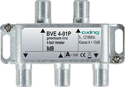 Axing bve 4-01p splitter distributeur repartiteur 4 voies sorties pour fm catv télévision numérique par câble (5-1218 mhz)