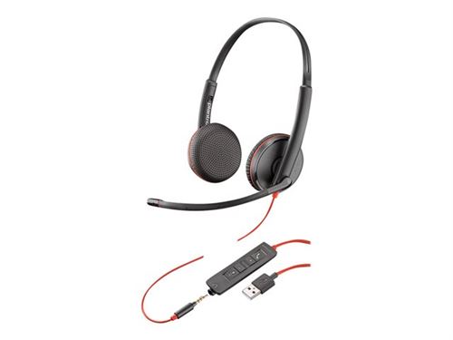 Poly Blackwire 3225 - 3200 Series - micro-casque - sur-oreille - filaire - USB, jack 3,5mm