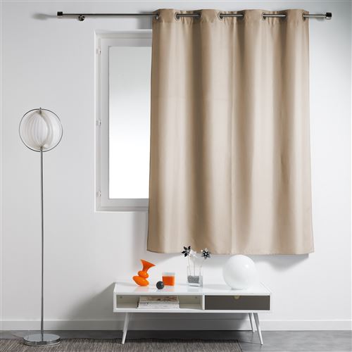 Rideau a oeillets plastique 140 x 180 cm polyester uni essentiel Lin