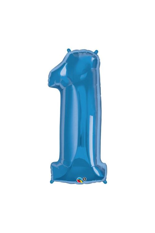 Ballon Aluminium Chiffre 1 Bleu Saphir 86 Cm 34 Qualatex© - Bleu - 38 / 96cm
