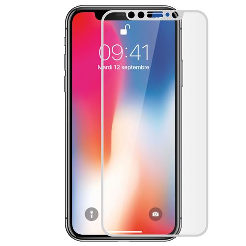 Pour Apple Iphone X 5.8 : 1 Film en VERRE Trempé Bord Incurvé Resistant - Blanc