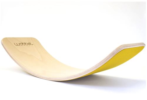 Planche d'équilibre avec feutre jaune en bois - Originale