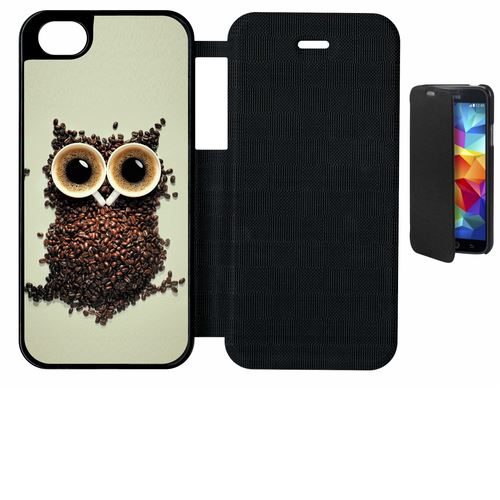 Etui À Rabat Flip Flap Apple Iphone 5s Hibou Grains De Café