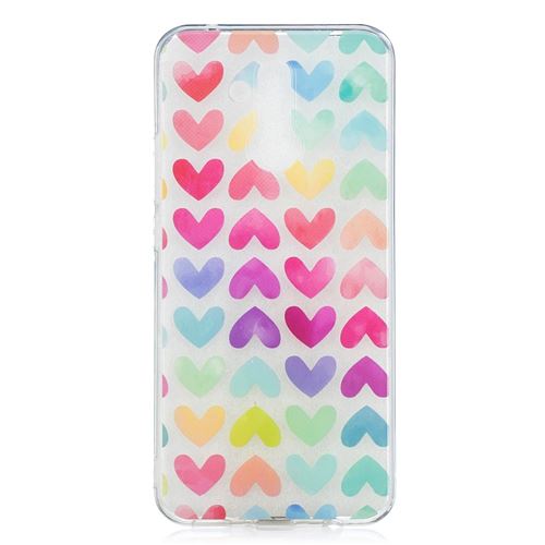 Coque en TPU impression de motifs cœurs colorés pour votre Huawei Mate 20 Lite