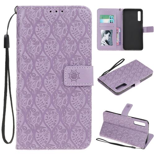 Etui en PU foliaire violet pour votre Samsung Galaxy A7 (2018) A750