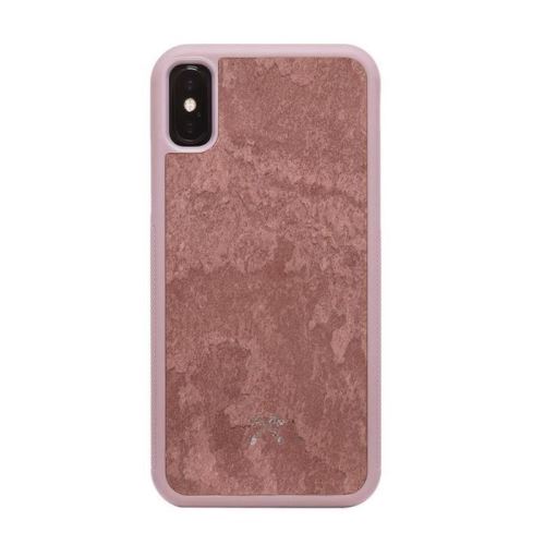 Woodcessories EcoBump Bumper Case Stone - Achterzijde behuizing voor mobiele telefoon - silicone, steen, lei - ravijnrood - voor Apple iPhone X, XS