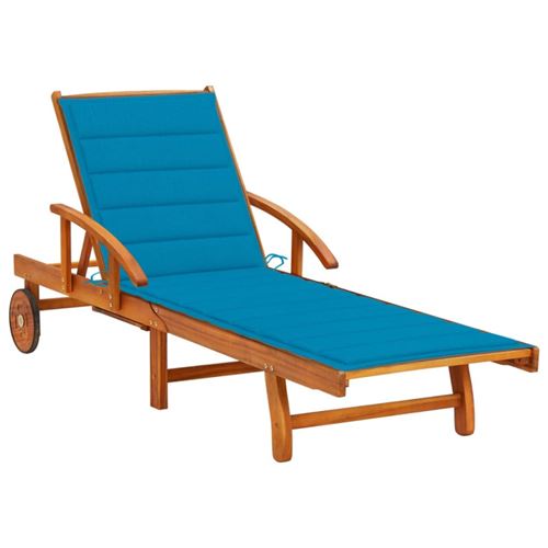 Chaise longue de jardin avec coussin Bois d acacia solide