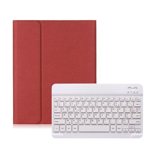 Étui HSMY en Tissu avec Clavier Français AZERTY Bluetooth pour iPad Pro 11 2020 - Rouge&Blanc