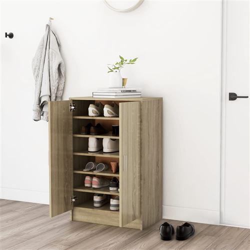 Non Communiqué Brun Vidaxl Schoenenkast 60X35x92 Cm Bewerkt Hout Sonoma Eikenkleurig808930