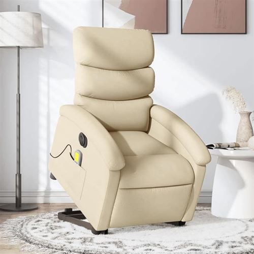 Non Communiqué Beige Vidaxl Fauteuil De Relaxation, Massage, Inclinable Électrique Réglable Tissu Crème
