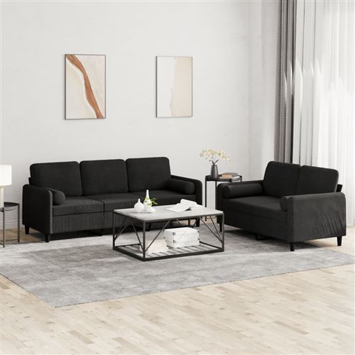 Non Communiqué Noir Vidaxl Ensemble De Canapés 2 Pcs Avec Coussins Velours