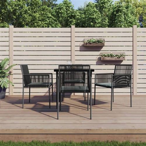 Non Communiqué Noir Vidaxl Ensemble À Manger De Jardin Coussins 5Pcs Rotin Et Acier, Ensemble À Manger, Ensemble À Manger D'extérieur, 3187066