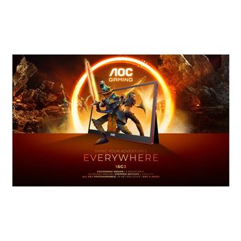 AOC Gaming 16G3 - Écran LED - 15.6" - portable - 1920 x 1080 Full HD (1080p) @ 144 Hz - IPS - 250 cd/m² - 1000:1 - 4 ms - HDMI, Micro HDMI, USB-C - haut-parleurs - noir, rouge