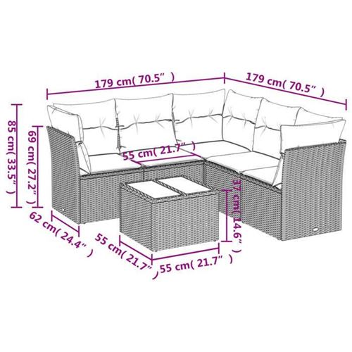 Non Communiqué Beige Salon De Jardin Modulable Vidaxl Resine Tressee 6 Pieces X 179 X 69 5 Personnes