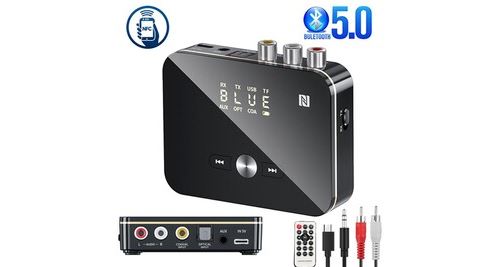 Non Communiqué Noir Transmetteur Récepteur Bluetooth 5. 0 Nfc Stéréo Adaptateur Audio Optique Avec Jack Aux Rca Micro