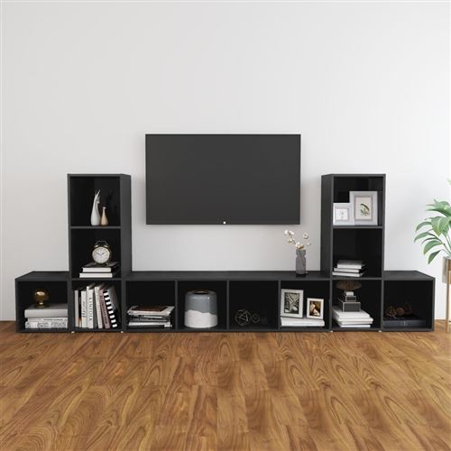 vidaXL Ensemble de meubles TV 5 pcs Gris brillant Aggloméré