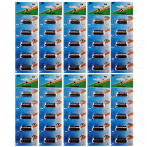 Lot de 50 Piles type LR1 1,5V compatibles LR01/MN9100/AM5/E90 /UM5 /SUM5/LR1N - Visiodirect -