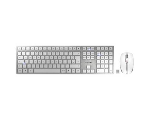 CHERRY DW 9100 SLIM - Ensemble clavier et souris - sans fil - 2.4 GHz, Bluetooth 4.2 - QWERTY - R.-U. - blanc, argent