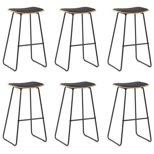 Vidaxl tabourets de bar lot de 6 noir similicuir 3054561