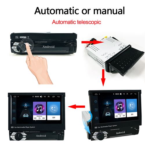 Autoradio rétractable avec écran tactile HD, 1 DIN, autoradio 7 pouces,  MP5, Bluetooth, USB, TF, m.com, cassette, caméra de recul - AliExpress