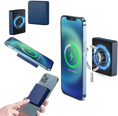 Chargeur Magnétique Magsafe Power Bank 10000mAh, Alimentation de Secours(Bleu)-Chronus