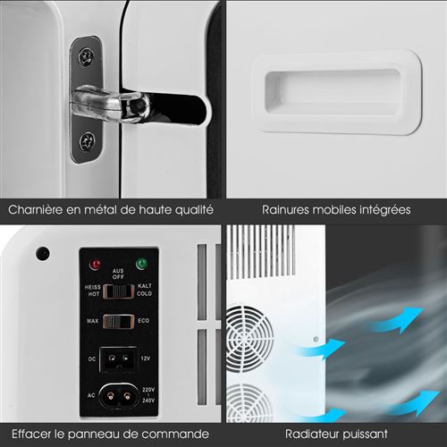 COSTWAY Mini Frigo 15L Mini Réfrigérateur 2 en 1 Fonction de  Refroidissement et de Chauffage, Température 
