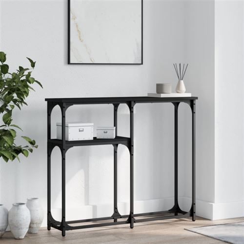 vidaXL Table console noir 90x22,5x75 cm bois d'ingénierie