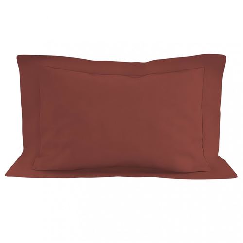Taie d'oreiller en coton 57 fils 50x70 cm UNI brique, par Soleil d'ocre
