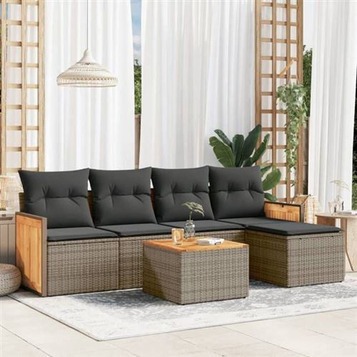 Non Communiqué Gris Salon De Jardin Modulable Vidaxl 6 Pieces 5 Personnes 62 X 55 X 69 Cm Resine Tressee